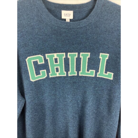 Celio Wool-Cashmere Blend "Chill" Soft Letter Sweater Mens Size L - Picture 2 of 7